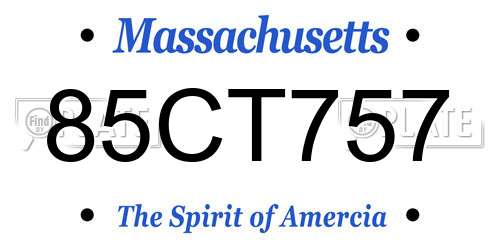 85CT757 Massachusetts License Plate
