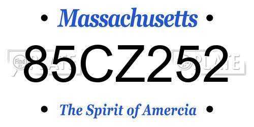 85CZ252 Massachusetts License Plate