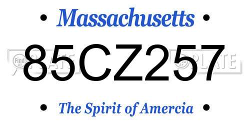 85CZ257 Massachusetts License Plate