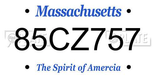 85CZ757 Massachusetts License Plate
