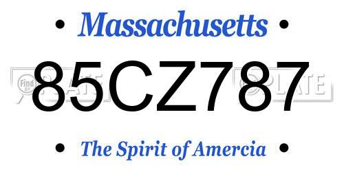 85CZ787 Massachusetts License Plate