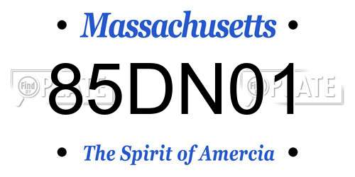 85DN01 Massachusetts License Plate