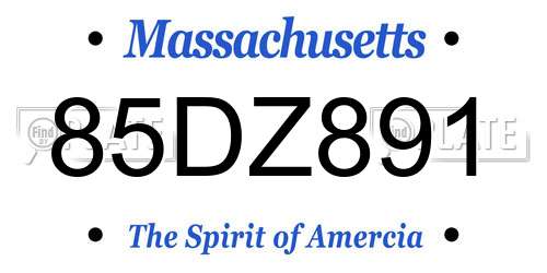85DZ891 Massachusetts License Plate