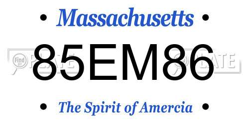 85EM86 Massachusetts License Plate