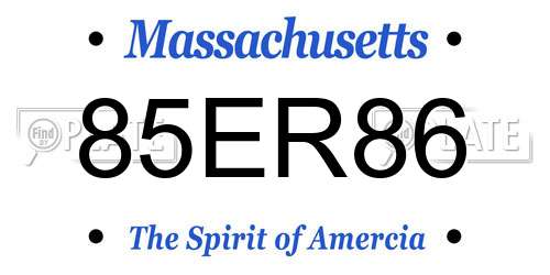 85ER86 Massachusetts License Plate