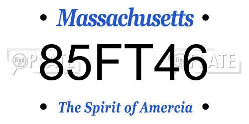 85FT46 Massachusetts License Plate