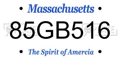 85GB516 Massachusetts License Plate