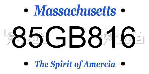 85GB816 Massachusetts License Plate