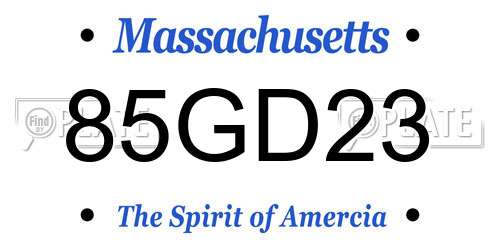 85GD23 Massachusetts License Plate