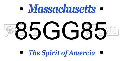 85GG85 Massachusetts License Plate