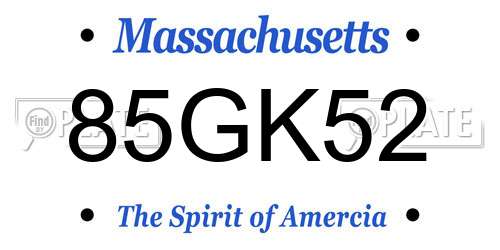 85GK52 Massachusetts License Plate