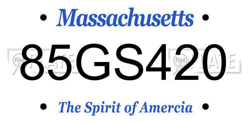 85GS420 Massachusetts License Plate