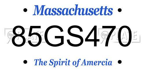 85GS470 Massachusetts License Plate