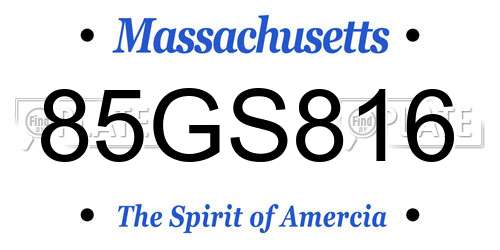 85GS816 Massachusetts License Plate