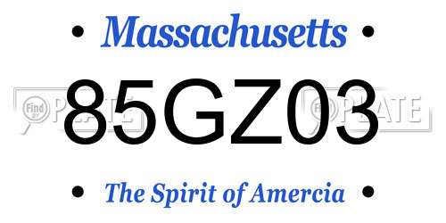 85GZ03 Massachusetts License Plate