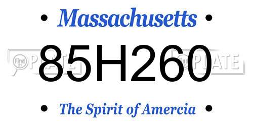 85H260 Massachusetts License Plate