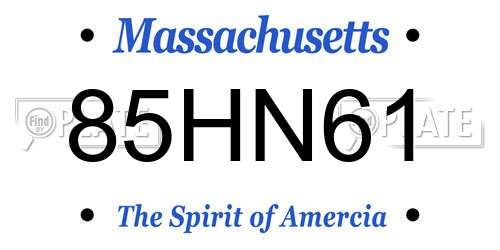 85HN61 Massachusetts License Plate