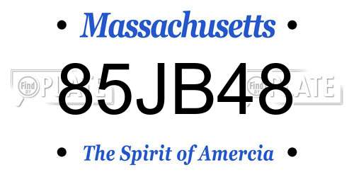 85JB48 Massachusetts License Plate