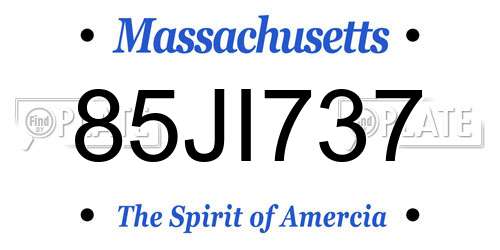 85JI737 Massachusetts License Plate