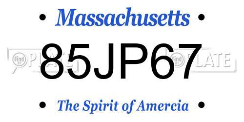 85JP67 Massachusetts License Plate