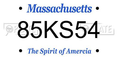 85KS54 Massachusetts License Plate