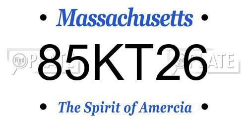85KT26 Massachusetts License Plate