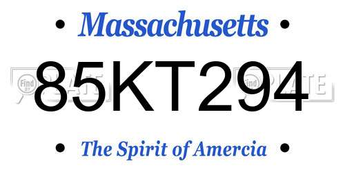 85KT294 Massachusetts License Plate