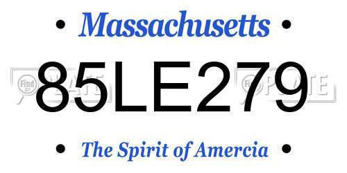 85LE279 Massachusetts License Plate