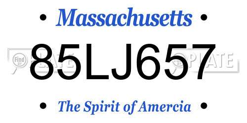 85LJ657 Massachusetts License Plate