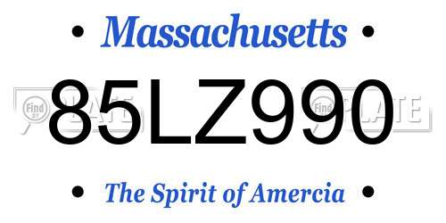 85LZ990 Massachusetts License Plate