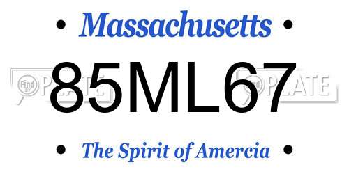 85ML67 Massachusetts License Plate