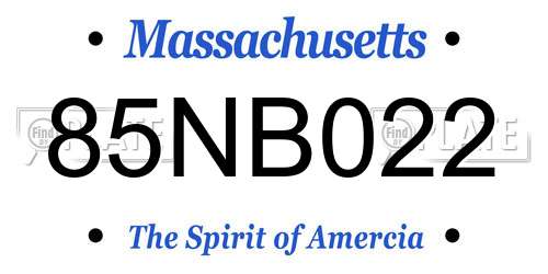 85NB022 Massachusetts License Plate