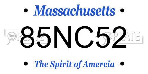 85NC52 Massachusetts License Plate