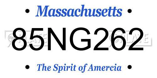 85NG262 Massachusetts License Plate