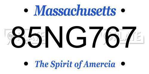 85NG767 Massachusetts License Plate