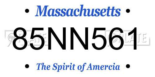 85NN561 Massachusetts License Plate