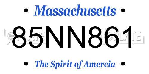 85NN861 Massachusetts License Plate