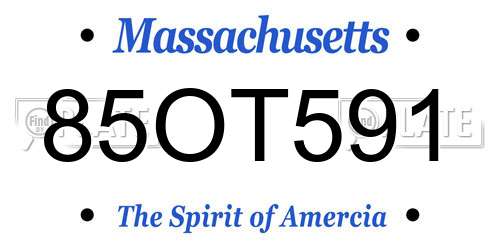 85OT591 Massachusetts License Plate