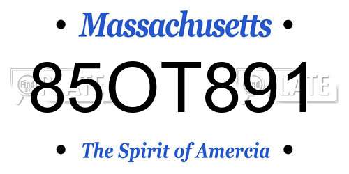 85OT891 Massachusetts License Plate