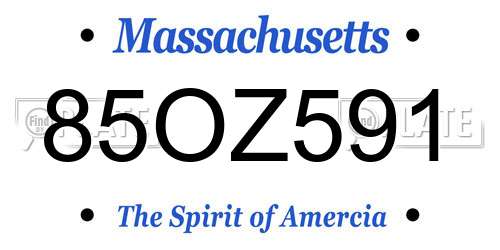 85OZ591 Massachusetts License Plate