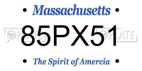 85PX51 Massachusetts License Plate