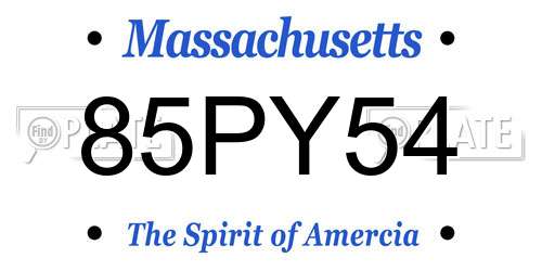 85PY54 Massachusetts License Plate