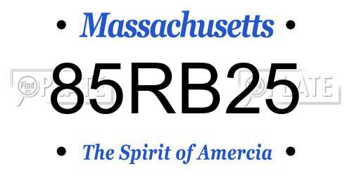 85RB25 Massachusetts License Plate