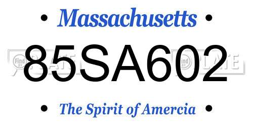 85SA602 Massachusetts License Plate