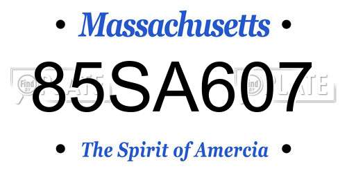 85SA607 Massachusetts License Plate