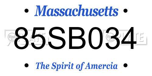 85SB034 Massachusetts License Plate