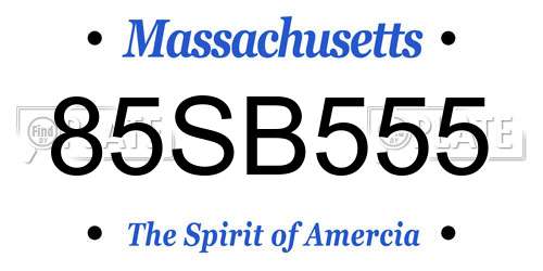 85SB555 Massachusetts License Plate