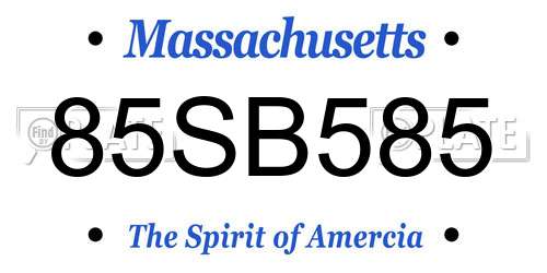 85SB585 Massachusetts License Plate