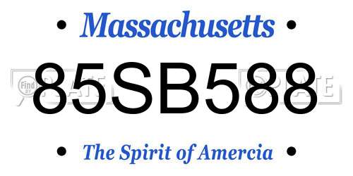 85SB588 Massachusetts License Plate