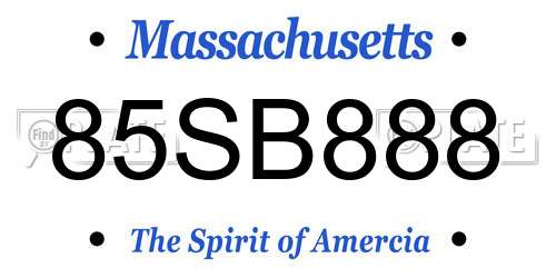 85SB888 Massachusetts License Plate